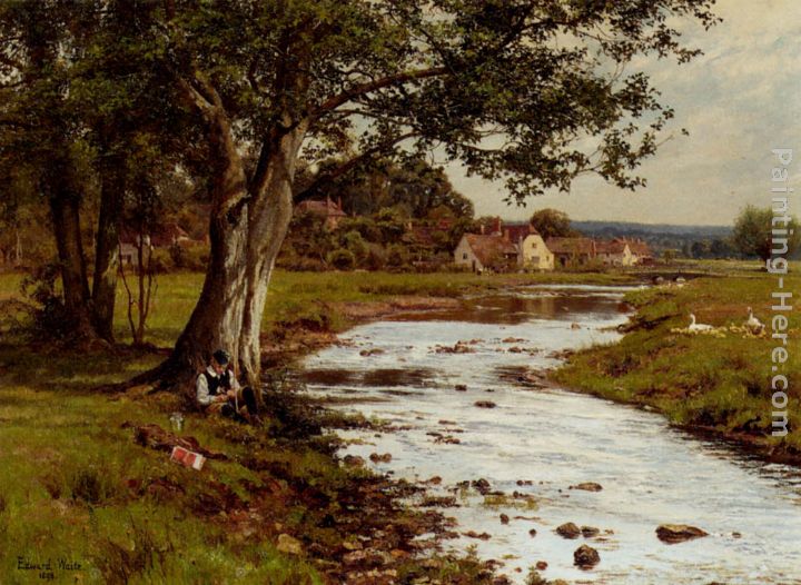 An afternoon's fishing painting - Edward Wilkins Waite An afternoon's fishing art painting